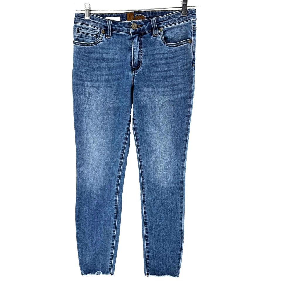 KUT from the Kloth Carlo Ankle Skinny Jeans Women's 8 Medium Wash Frayed Stretch